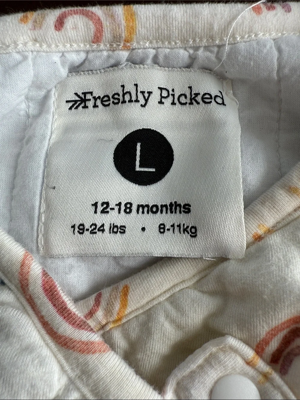 Freshly Picked White Sleep Sack with Rainbow Print 12 - 18 months